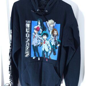 My Hero Academia Hoodie Black With Character Anime Pullover Sweatshirt Unisex Si